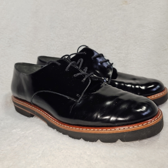 Stuart Weitzman Metro Black Patent Leather Lace-Up Oxfords – Size 9 - Picture 7 of 14